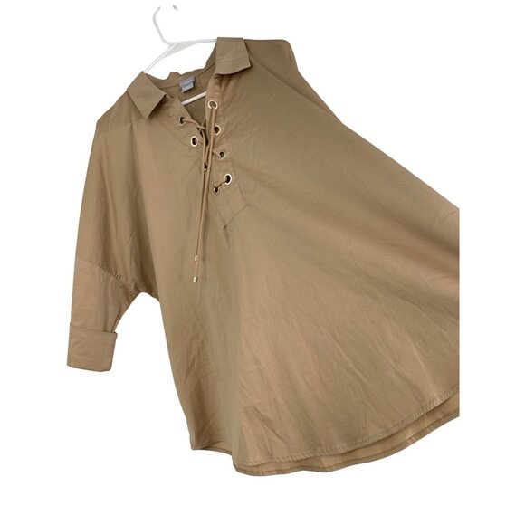 NWT Chicos Plus Size 20/22 Lace Up Neck Dolman Popover Tunic Top RD10710 Stretch - Picture 2 of 8